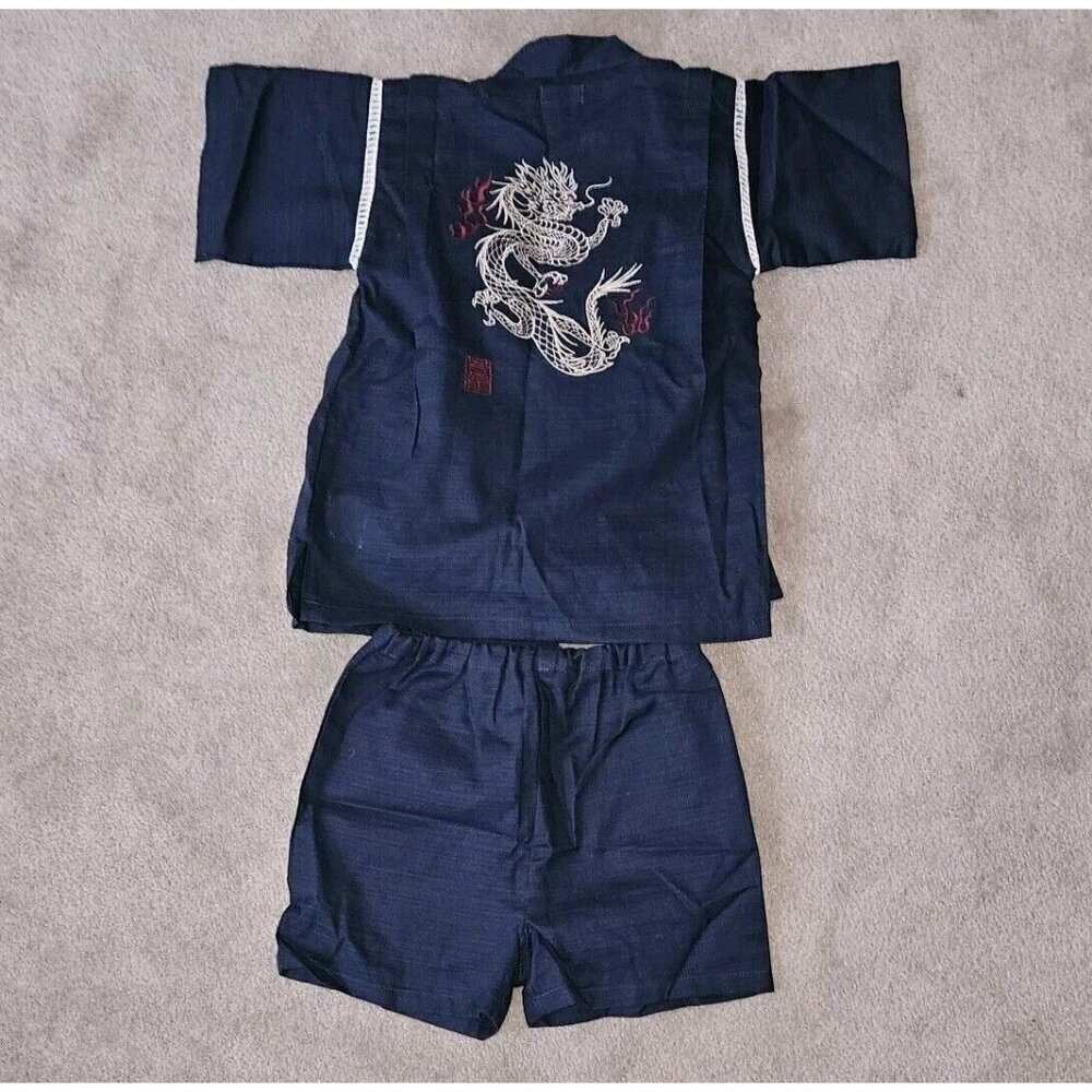 Boys Blue Kimono Shorts Dragon Shimamura Sirmione Japan Size 100 cm Approx 3T?